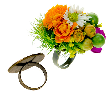 Flower Ring Blanks Pack of 6 Antique Brass